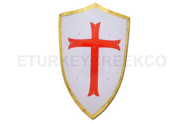 Medieval Warrior Knight Crusader Red Cross Shield