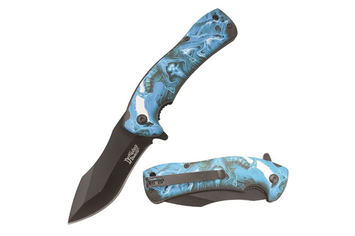 Dark Fantasy Blade Spring Assist Blue Knife