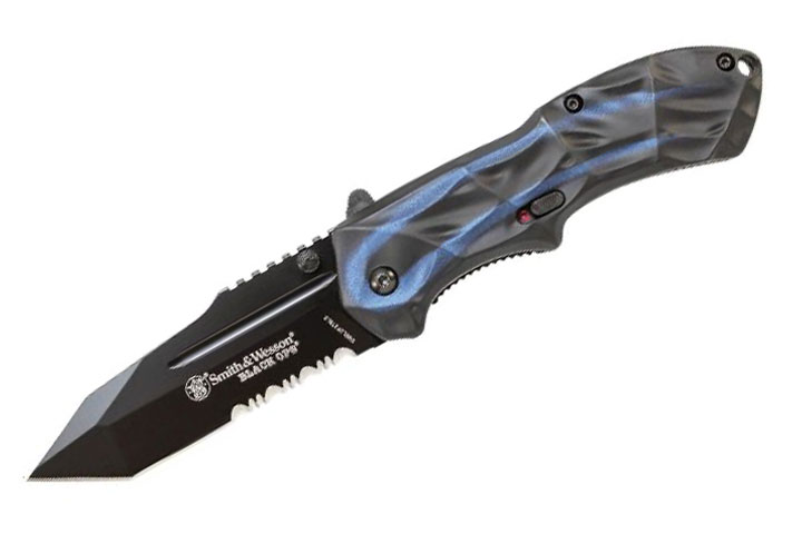 Smith & Wesson Knives Black Ops Smoked Blue Tanto ...