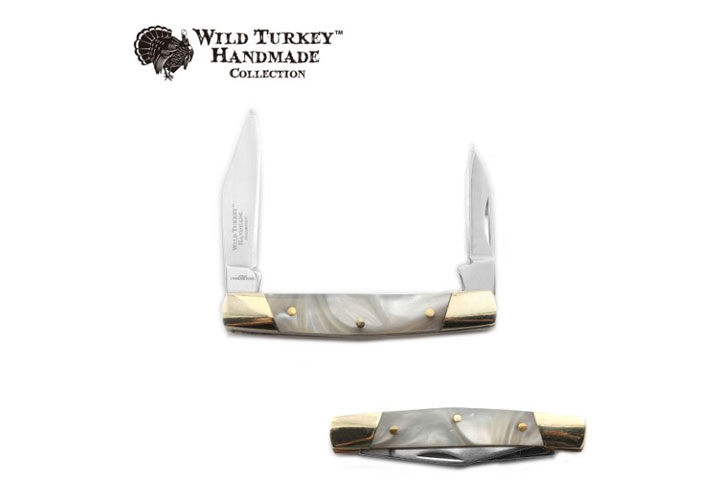 Wild Turkey Handmade 2 Blade Knife W/ Pearl Handle...