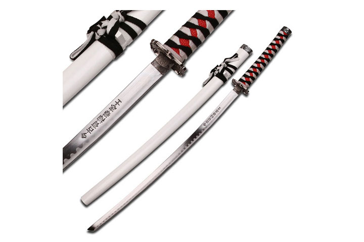 Dragon Samurai Katana Sword - Black and White Cord...