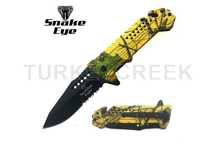 SNAKE EYE TACTICAL CAMO SPRING ASSIST KNIFE 4.5
