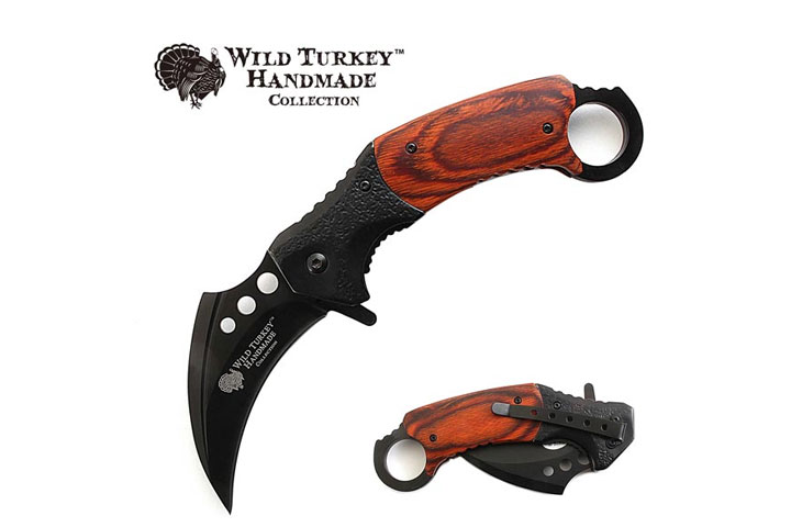 Wild Turkey Handmade Karambit Spring Assist Knife ...