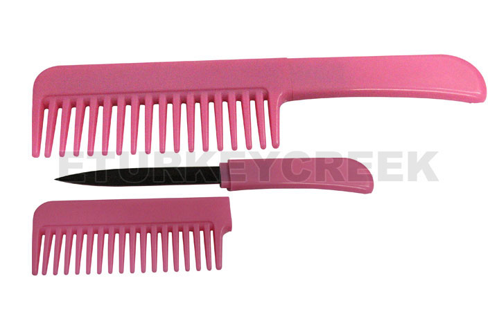 Pink Comb With Hidden Knife 6.5
