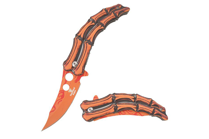 Snake Eye Tactical Spring Assist knife Orange Hand...