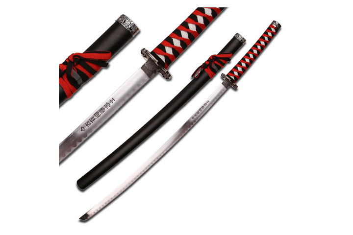 Dragon Samurai Katana Sword - Black and Red Cord W...