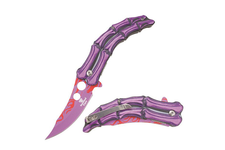 Snake Eye Tactical Spring Assist knife Purple Hand...