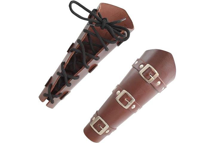Medieval Warrior Adults Faux Leather Brown Arm Gua...