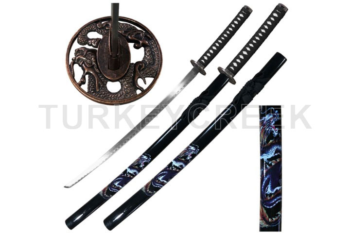 Samurai Katana with Samurai Design Scabbard - Blac...