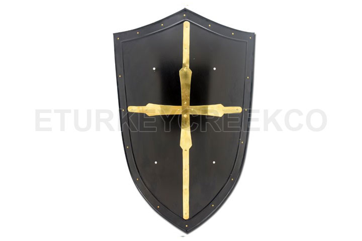 Medieval Warrior Knight Black Heater Shield Battle...