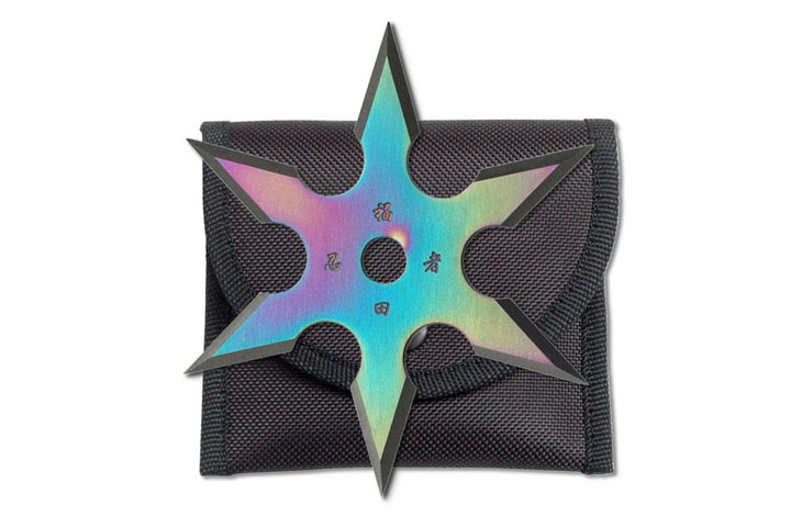 6-Point Rainbow Titanium Coated Throwing Star with...
