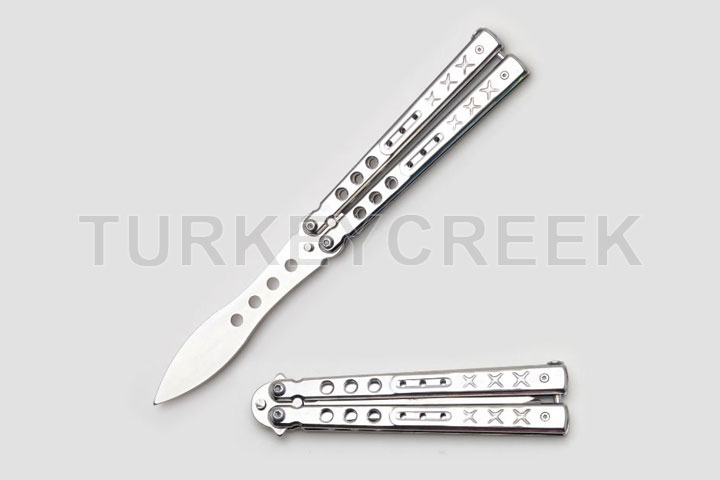 Snake Eye Tactical Training Butterfly Knife Silver...