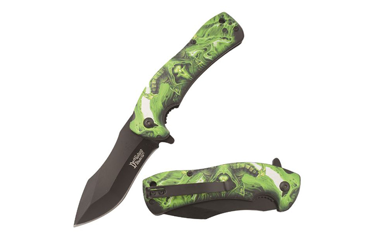 Dark Fantasy Blade Spring Assist Green Knife