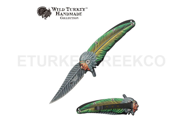 Wild Turkey Handmade Heavy Duty Spring Assist Knif...