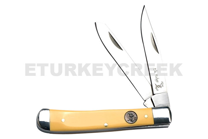 Elk Ridge 2 Bladed Trapper Knife - Yellow Handle