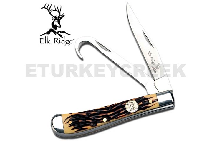 Elk Ridge Trapper Folding Knife - Stag Handle 3.9