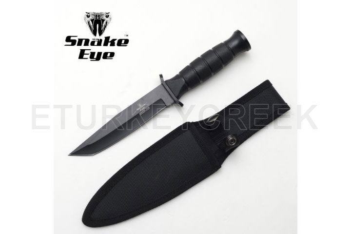 Snake Eye Tactical Black Combat Knife with Nylon C...