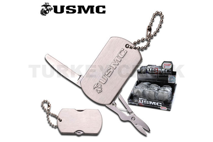 US MARINES DOG TAG WITH SCISSORS AND BEAD CHAIN 12...