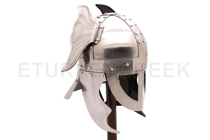 Medieval Warrior Steel Winged Viking Helmet w/Leat...